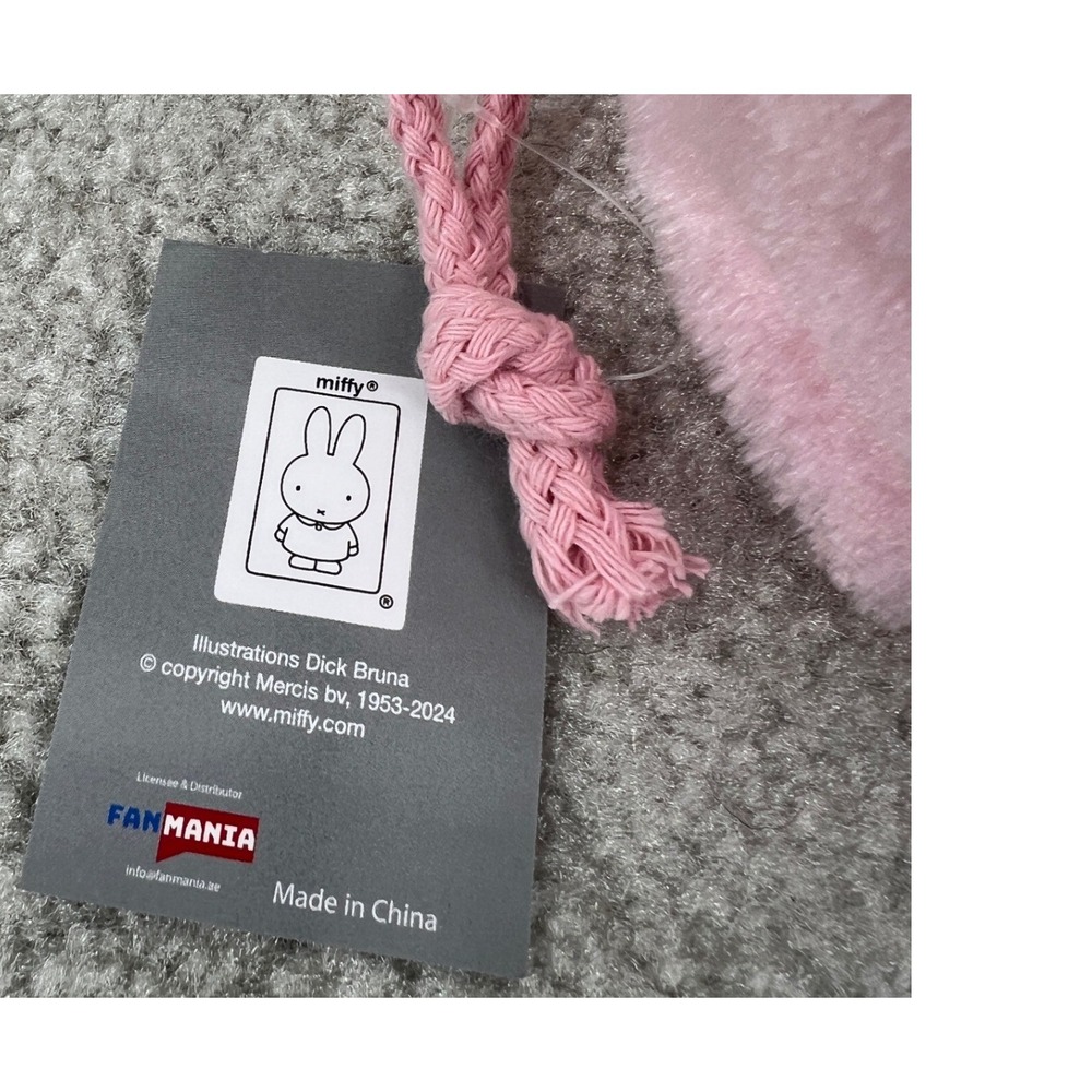 Miffy Boa Pouch Pink Faux Fur Plush Drawstring Bag Embroidered Inner Pockets NWT - Picture 7 of 11